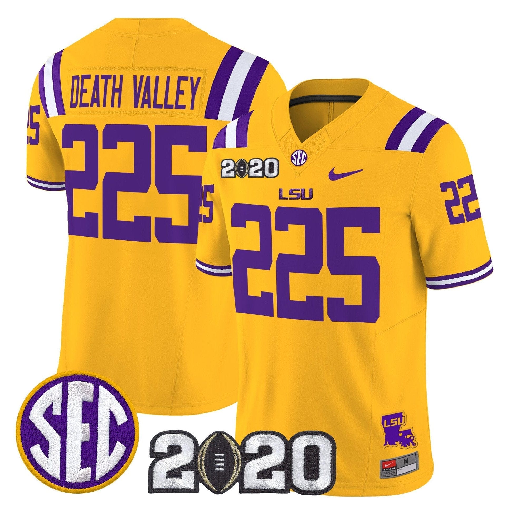 Death Valley Jersey #225 LSU Tigers 2020 National Champions Stitched - Image 3