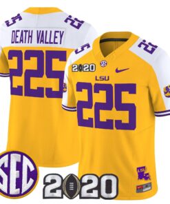 Alternative view of Death Valley Jersey #225 LSU Tigers 2020 National Champions Stitched