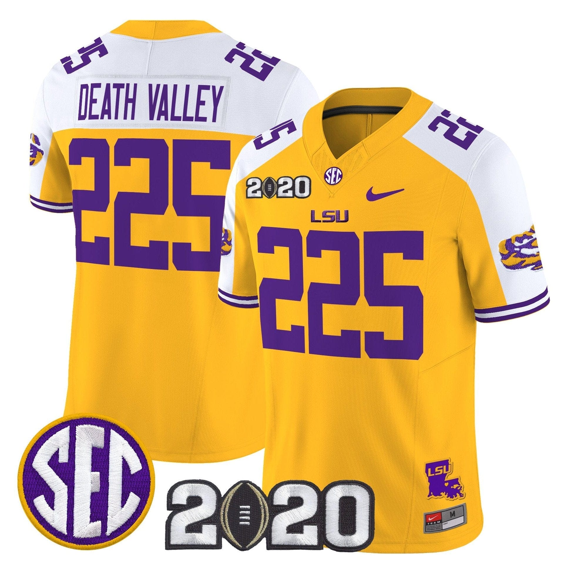 Death Valley Jersey #225 LSU Tigers 2020 National Champions Stitched - Image 2