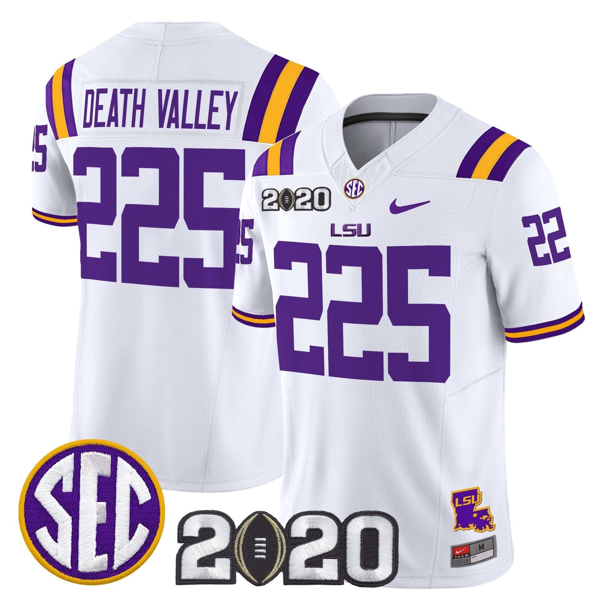 Death Valley Jersey #225 LSU Tigers 2020 National Champions Stitched