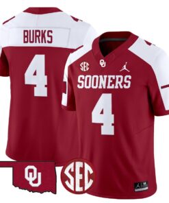 Alternative view of Deion Burks Jersey #4 Oklahoma Sooners 2025 Vapor Limited Stitched
