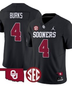 Deion Burks Jersey 4 Oklahoma Sooners 2025 Vapor Limited Stitched Black