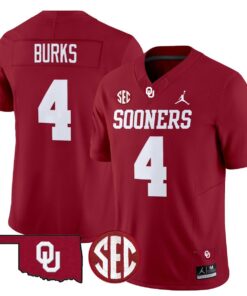 Deion Burks Jersey 4 Oklahoma Sooners 2025 Vapor Limited Stitched Crimson