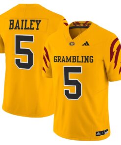 Deljay Bailey Jersey 5 Grambling Tigers 2025 Vapor Limited Stitched Gold