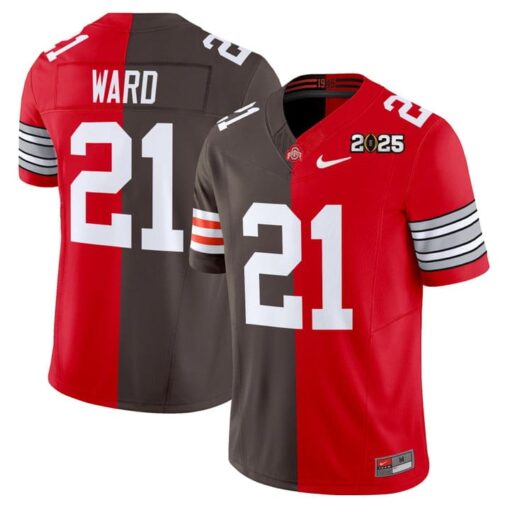Denzel Ward Jersey #21 Ohio State Buckeyes 2025 Split Vapor Limited Stitched