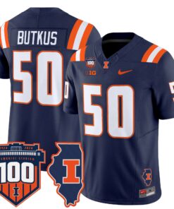 Dick Butkus Jersey 50 Illinois Fighting 100th Memorial Stadium Navy b50b68b7 9199 4d95 a802 4335d3a2f079