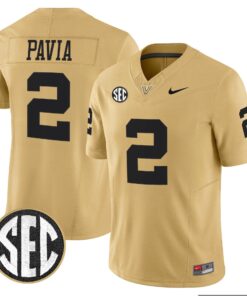 Diego Pavia Jersey 2 Vanderbilt Commodores 2025 Limited Stitched Gold