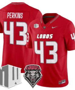 Don Perkins Jersey 43 New Mexico Lobos 2025 Vapor Limited Stitched Red