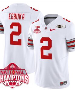 Alternative view of Emeka Egbuka Jersey #2 Ohio State 2025 CFP Patch National Champions