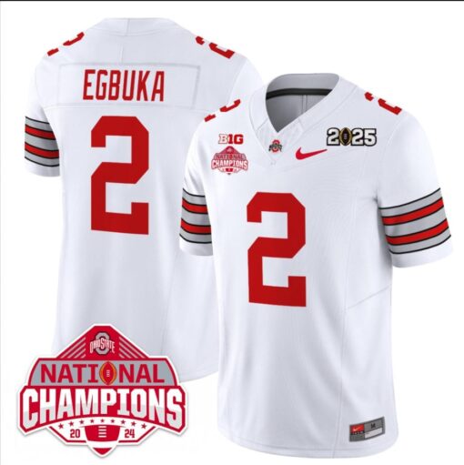 Emeka Egbuka Jersey #2 Ohio State 2025 CFP Patch National Champions - Image 2