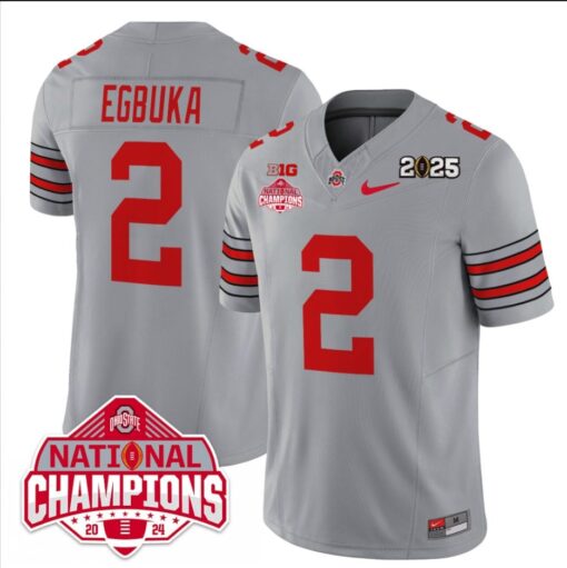 Emeka Egbuka Jersey #2 Ohio State 2025 CFP Patch National Champions - Image 3