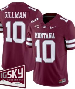 Eli Gillman Jersey 10 Montana Grizzlies 2025 Vapor Limited Stitched Maroon