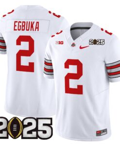 Emeka Egbuka Jersey 2 Ohio State Heritage Stripe 2025 CFP Final Stitched White