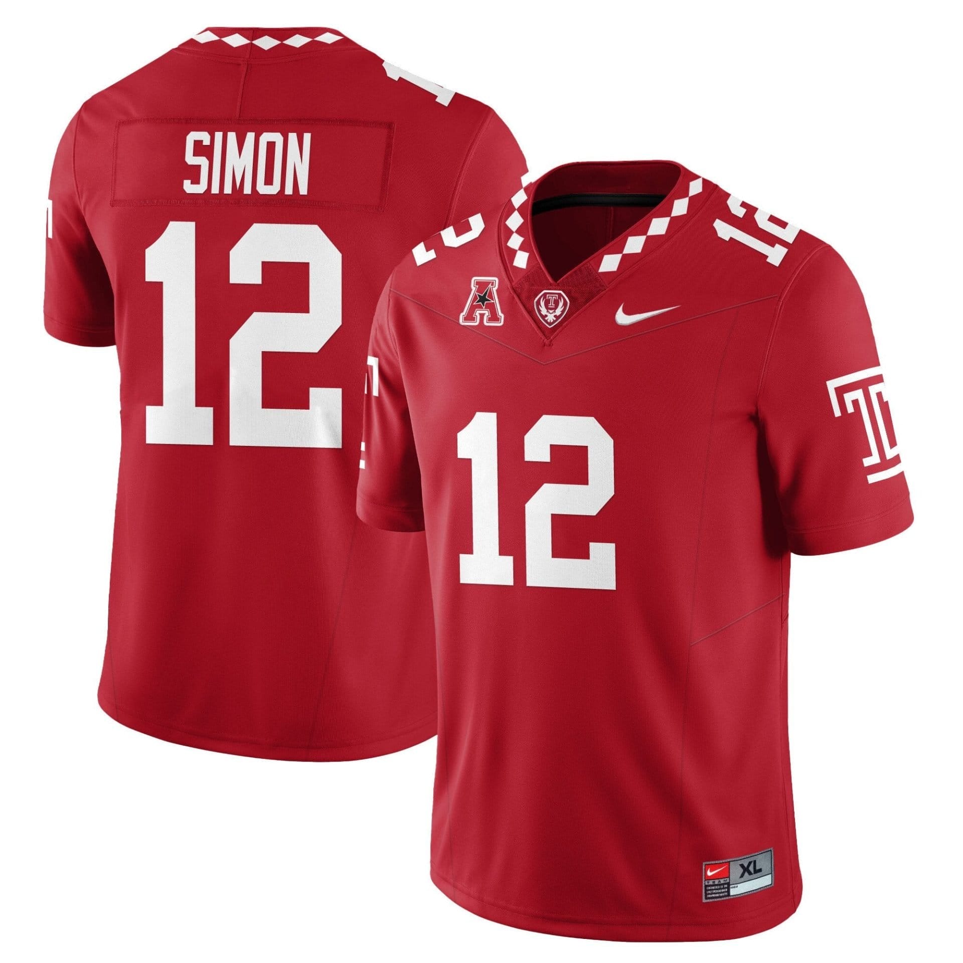 Evan Simon Jersey #12 Temple Football 2025 Vapor Limited Stitched