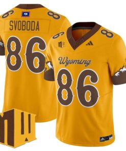 Evan Svoboda Jersey 86 Wyoming Cowboys 2025 Vapor Limited Stitched Gold Limited
