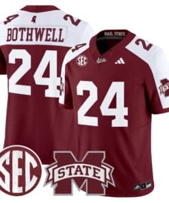 Fluff Bothwell Jersey 24 Mississippi State Bulldogs Dark Mode Maroon Alter