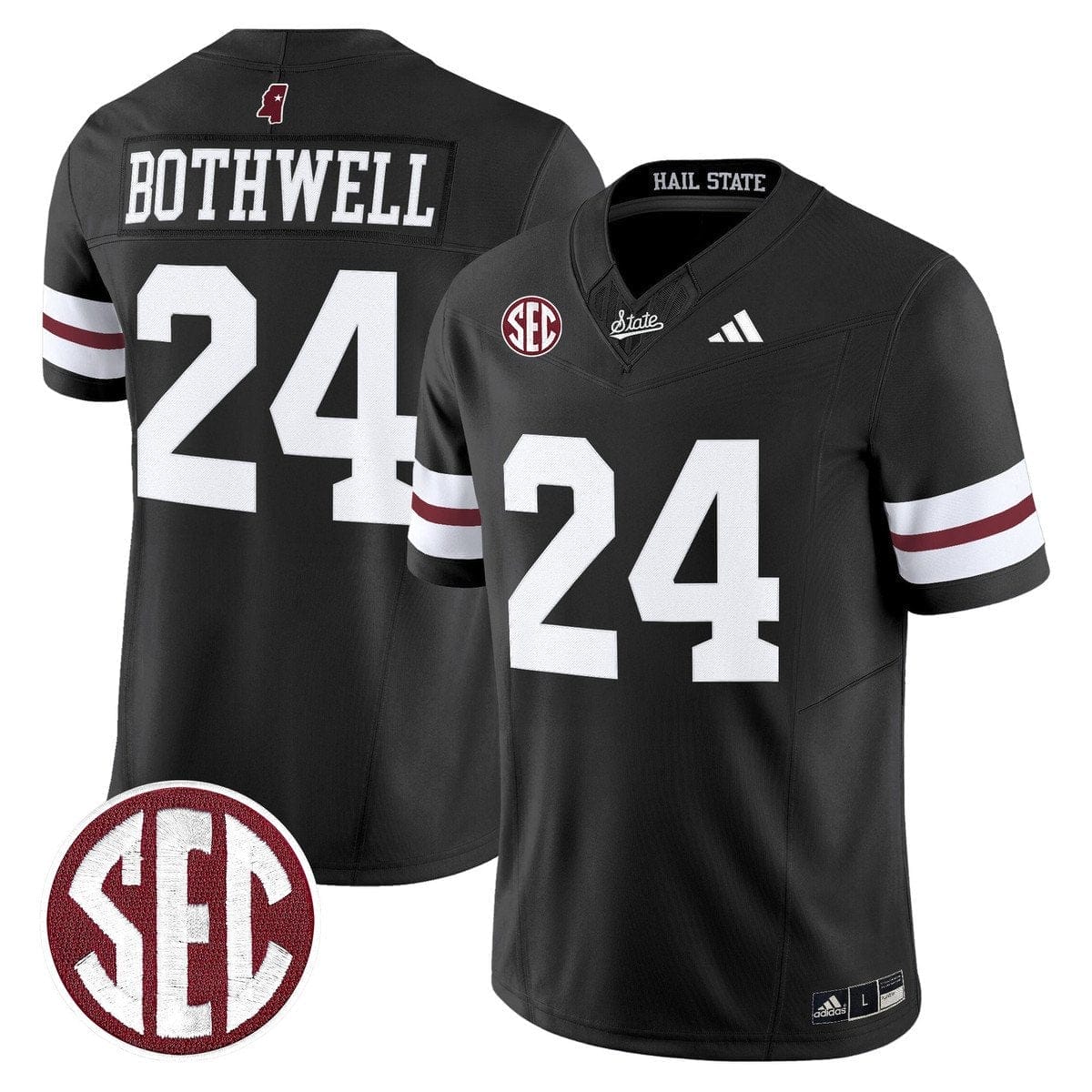 Fluff Bothwell Jersey #24 Mississippi State Bulldogs Dark Mode