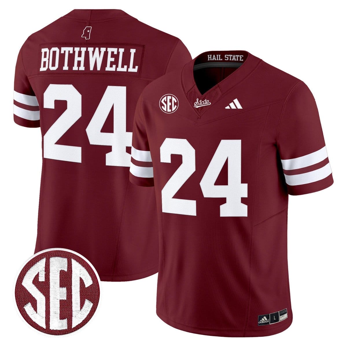 Fluff Bothwell Jersey #24 Mississippi State Bulldogs Dark Mode - Image 5