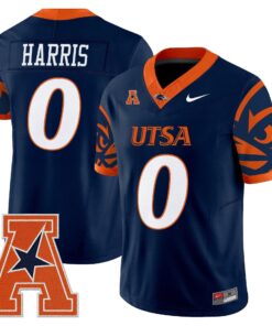 Frank Harris Jersey 0 UTSA Roadrunners 2025 Vapor Limited V2 Stitched Navy