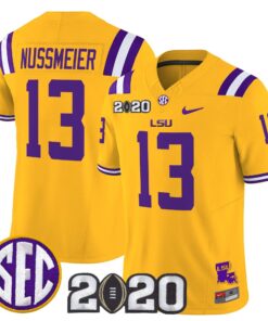 Garrett Nussmeier Jersey 13 LSU Tigers 2020 National Champions Gold
