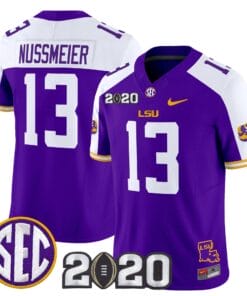 Garrett Nussmeier Jersey 13 LSU Tigers 2020 National Champions Purple Alter