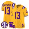 Garrett Nussmeier Jersey 13 LSU Tigers 2025 Louisiana Patch Stitched Gold