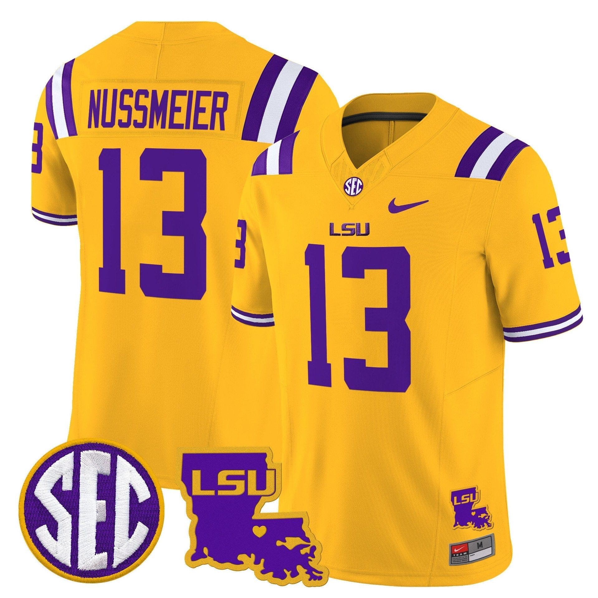 Garrett Nussmeier Jersey #13 LSU Tigers 2025 Louisiana Patch Stitched