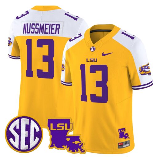 Garrett Nussmeier Jersey #13 LSU Tigers 2025 Louisiana Patch Stitched - Image 3