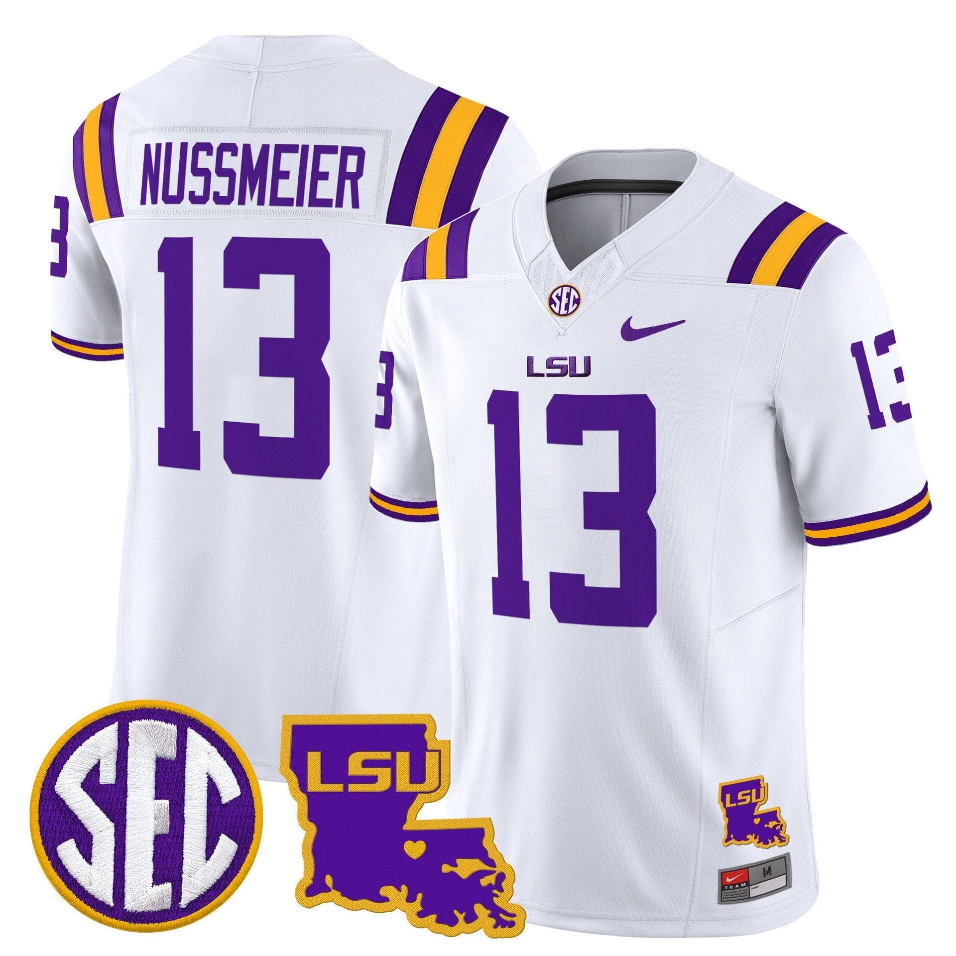 Garrett Nussmeier Jersey #13 LSU Tigers 2025 Louisiana Patch Stitched - Image 2