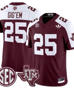Gig Em Jersey 25 Texas A M Aggies 2025 Vapor Limited V2 Stitched Maroon Alter