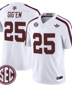 Gig Em Jersey 25 Texas A M Aggies 2025 Vapor Limited V2 Stitched White 29519a0a 1ea9 46e0 a9cb 33471c0ac833