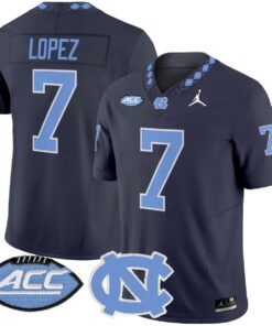 Gio Lopez Jersey 7 North Carolina Tar Heels 2025 Limited Stitched Navy