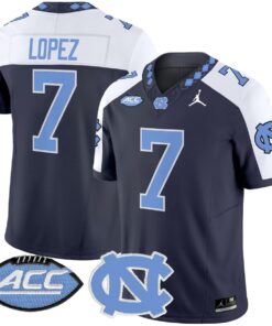 Gio Lopez Jersey 7 North Carolina Tar Heels 2025 Limited Stitched Navy Alter