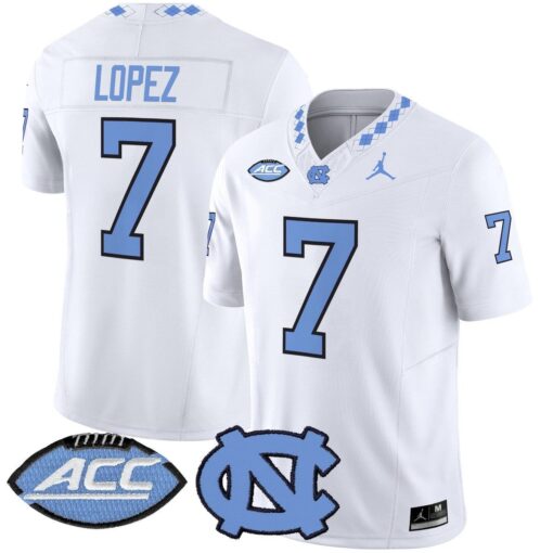 Gio Lopez Jersey #7 North Carolina Tar Heels 2025 Limited Stitched