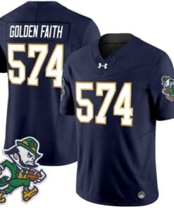 Golden Faith Jersey 574 Notre Dame 2025 Gridiron Leprechaun Edition Navy