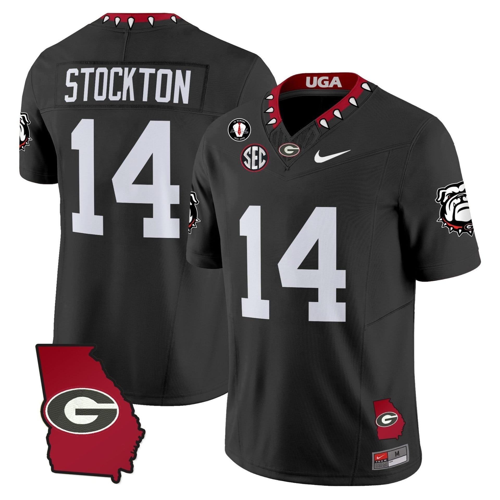 Gunner Stockton Jersey #14 Georgia Bulldogs 2025 Georgia Map, Vince Dooley Stitched - Image 3