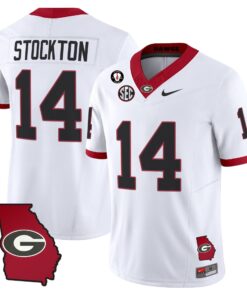 Alternative view of Gunner Stockton Jersey #14 Georgia Bulldogs 2025 Georgia Map, Vince Dooley Stitched