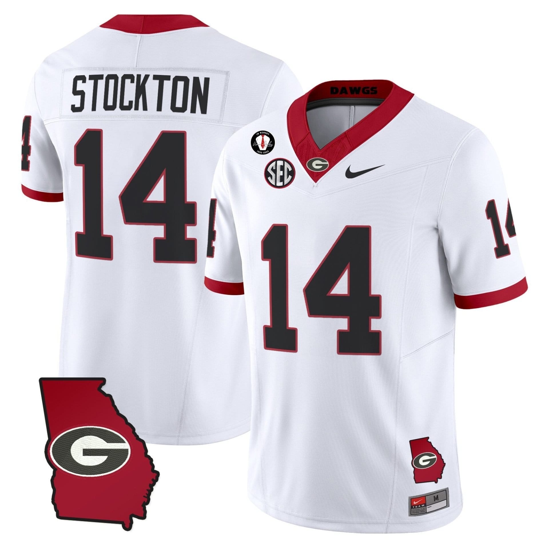 Gunner Stockton Jersey #14 Georgia Bulldogs 2025 Georgia Map, Vince Dooley Stitched - Image 2