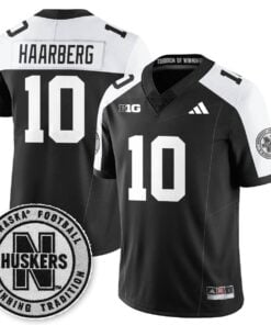 Alternative view of Heinrich Haarberg Jersey #10 Nebraska Football 2025 Blackout Stitched