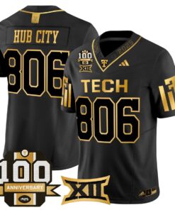 Hub City Jersey 806 Texas Tech 2025 100th Anniversary Stitched Black Gold