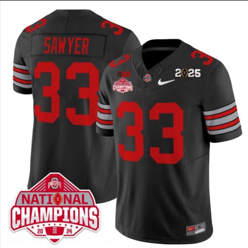 Jack Sawyer Jersey #33 Ohio State 2025 CFP Patch National Champions