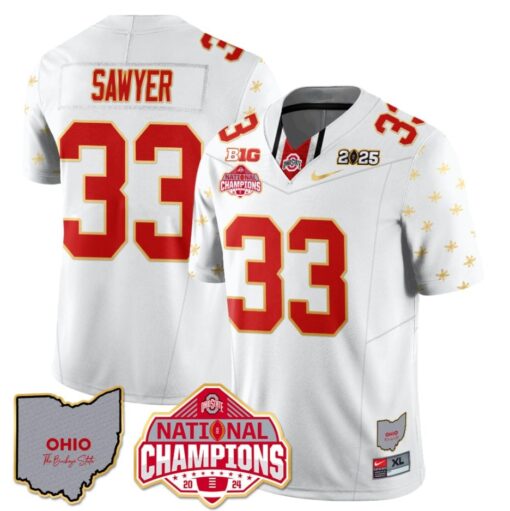 Jack Sawyer Jersey #33 Ohio State National Champions 2025 Patch - Image 5