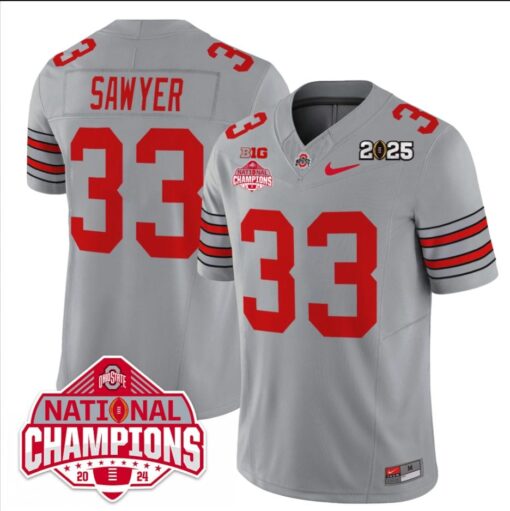 Jack Sawyer Jersey #33 Ohio State 2025 CFP Patch National Champions - Image 3