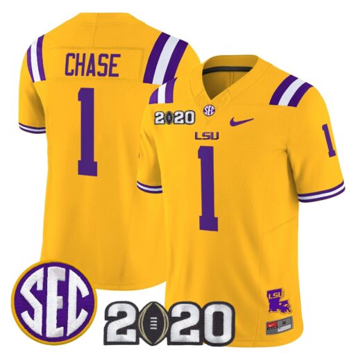 Ja'Marr Chase Jersey #1 LSU Tigers 2020 National Champions Stitched - Image 3