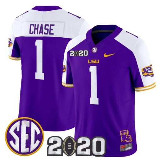 Ja'Marr Chase Jersey #1 LSU Tigers 2020 National Champions Stitched - Image 4