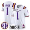 Ja Marr Chase Jersey 1 LSU Tigers 2020 National Champions Stitched White 46e0f301 c6a9 4ee6 9899 bff573b4d179