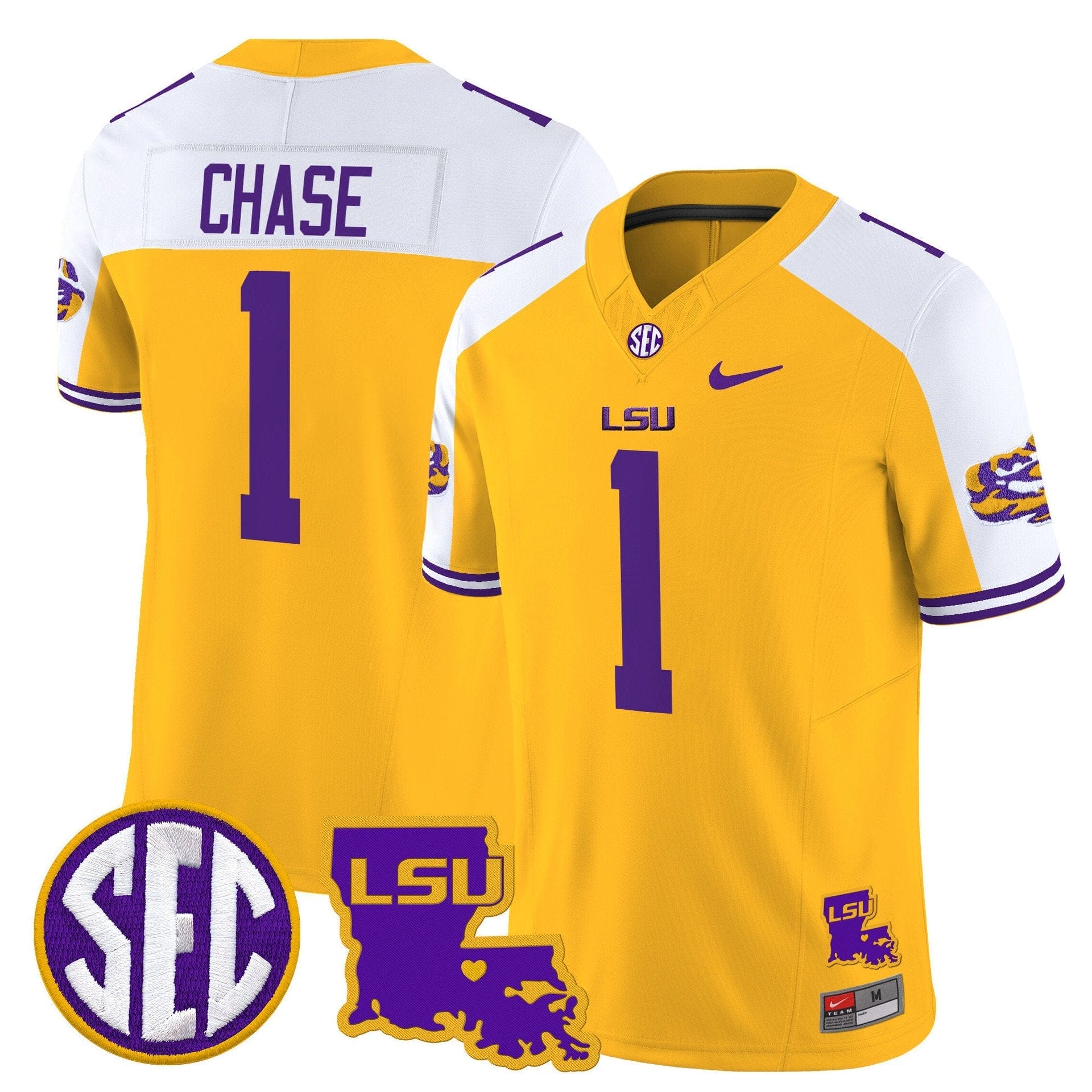Ja'Marr Chase Jersey #1 LSU Tigers 2025 Louisiana Patch Stitched - Image 3