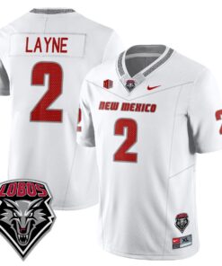 Jack Layne Jersey 2 UNM Lobo Football 2025 Stitched White