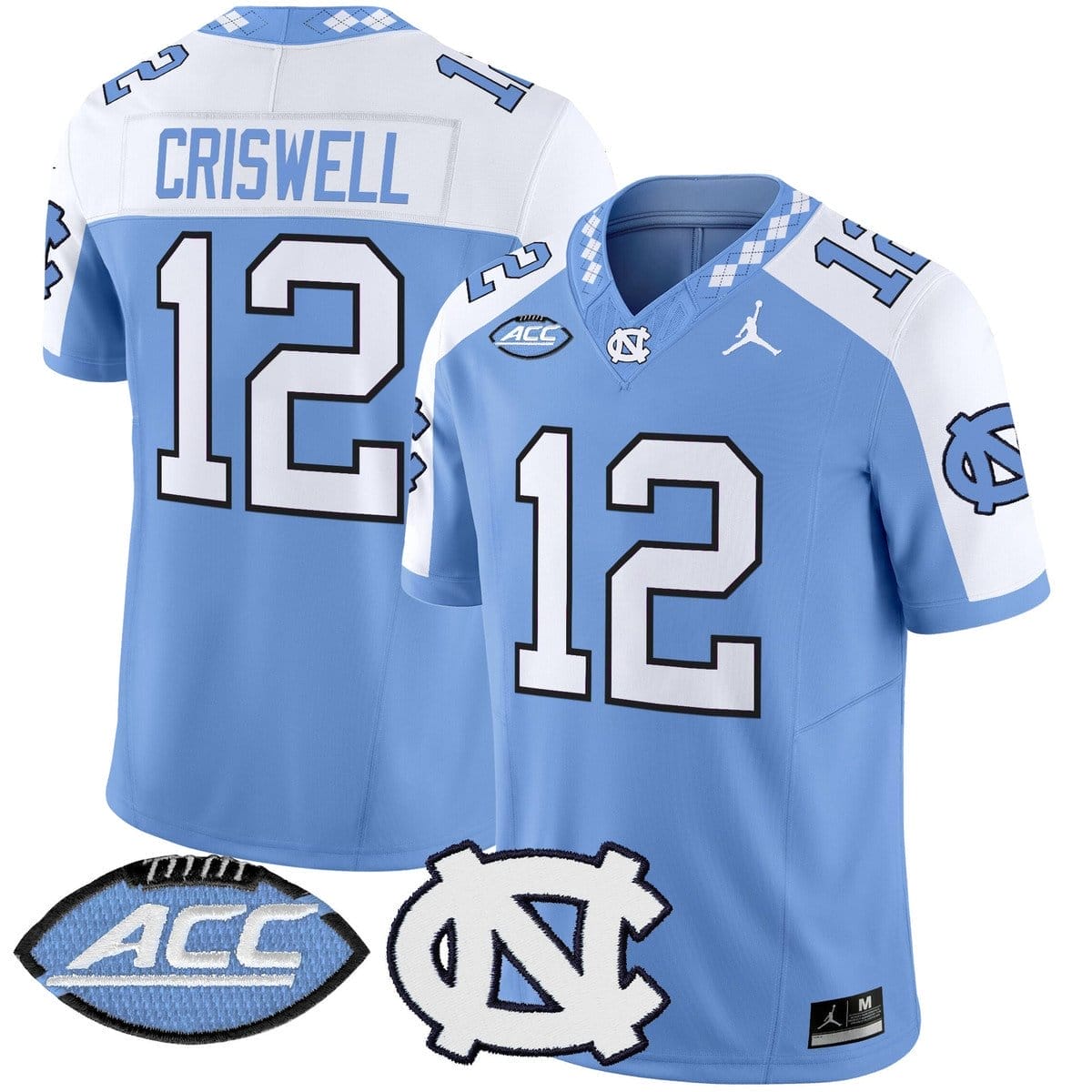 Jacolby Criswell Jersey #12 North Carolina Tar Heels 2025 Stitched - Image 2