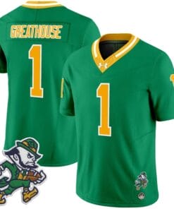 Jaden Greathouse Jersey 1 Notre Dame 2025 Gridiron Leprechaun Throwback
